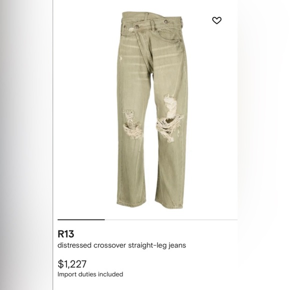 R13 CROSSOVER DISTRESSED STRAIGHT LEG JEANS🌹 - Picture 2 of 13